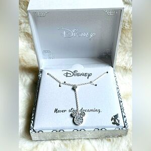 Disney find silver plated Sabarsky Crystal mouse head necklace NIB